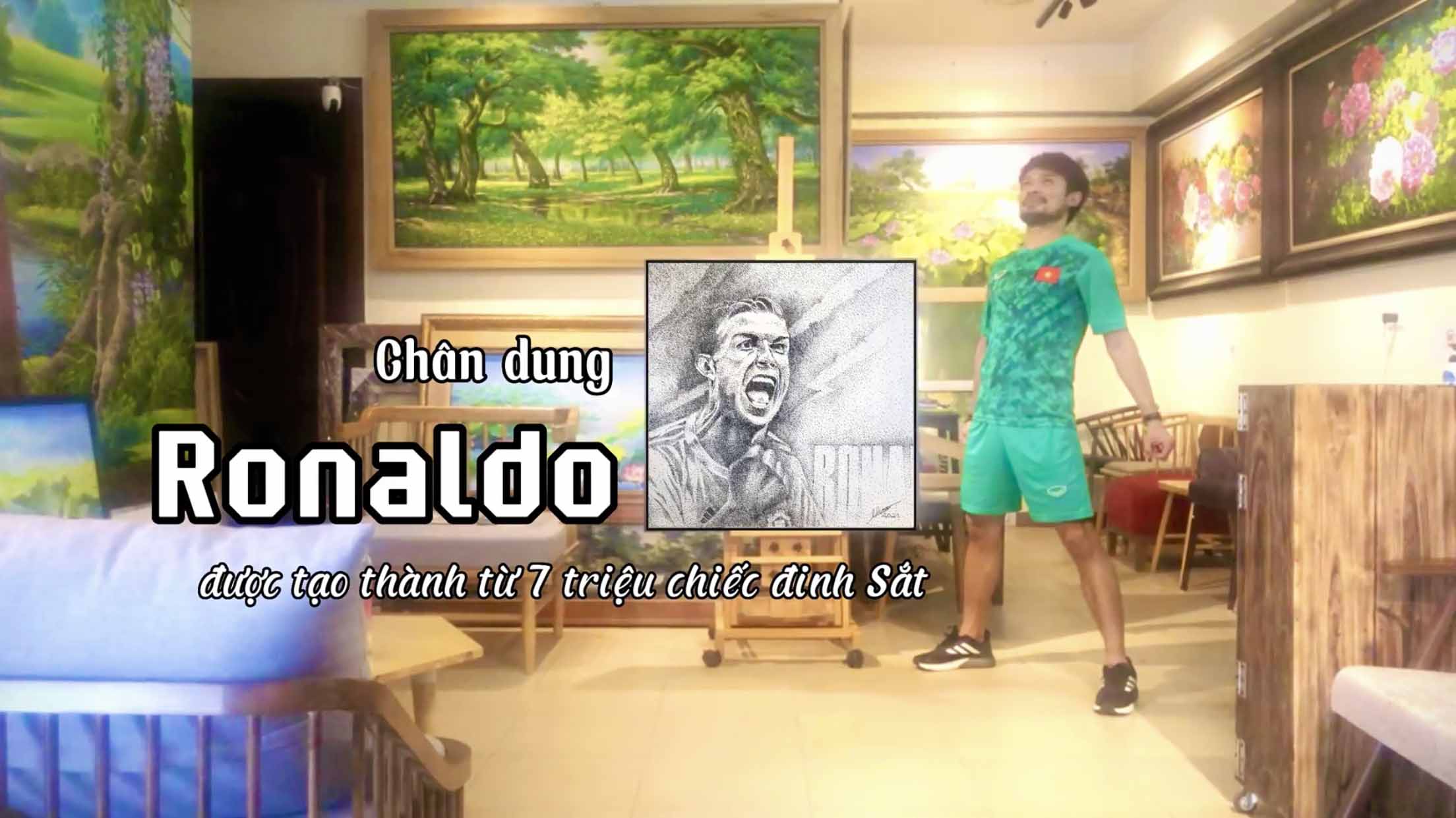 Chân dung RONALDO được tạo thành từ 7 triệu chiếc đinh Sắt